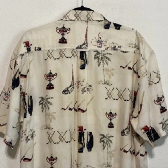 Clearwater Cream Hawaiian Vacation Short Sleeve Golf Button Down Shirt Size XL - Picture 5 of 8